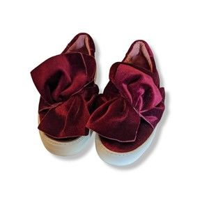 J SLIDES Shoes Womens Velvet Annabelle Slip Ons Casual Platform Burgandy Size 7